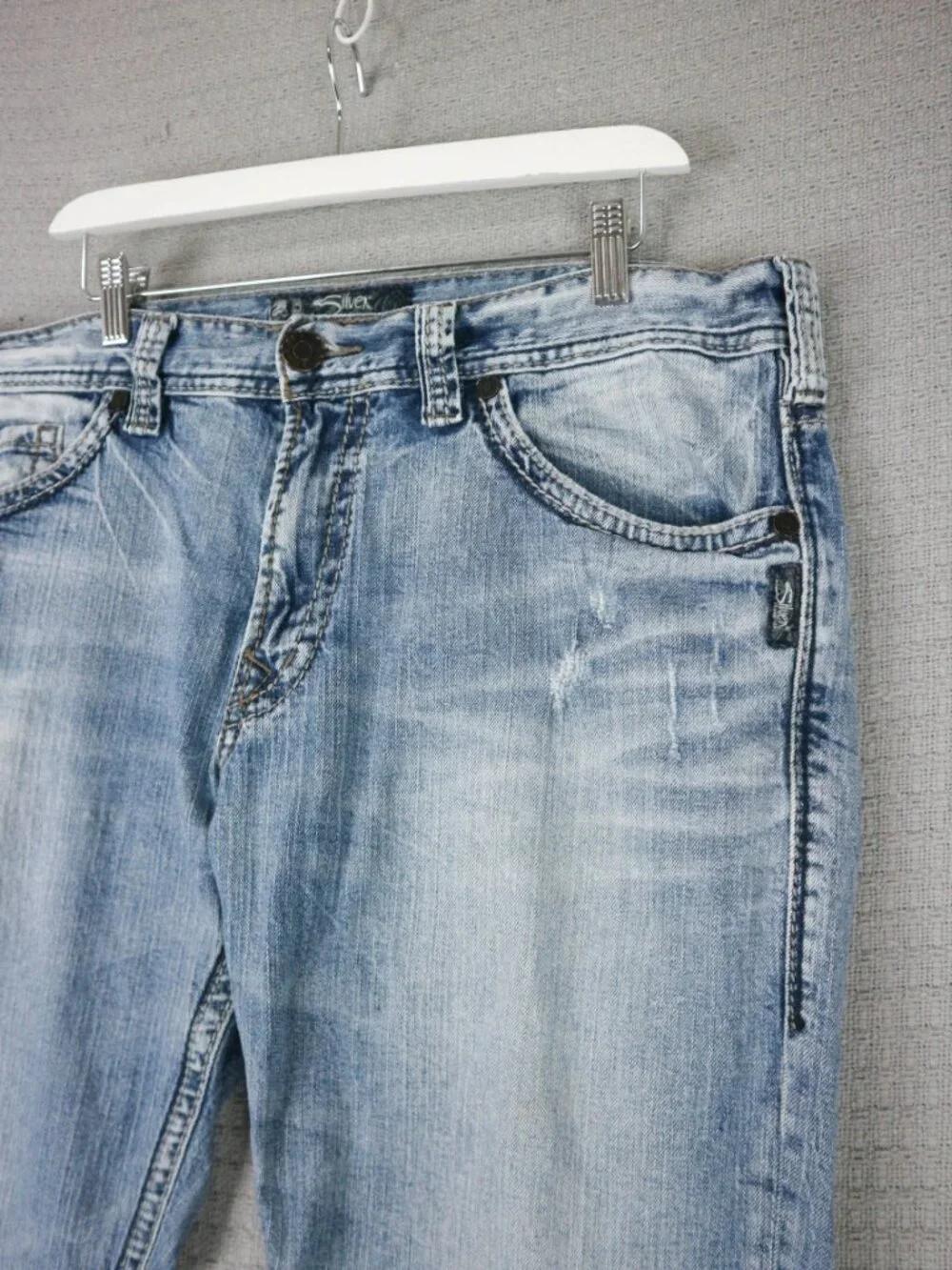 Silver Jeans Zac Jeans Mens 38x32 (fits 38x30) Light Wash Straight Stretch Denim - Picture 5 of 10